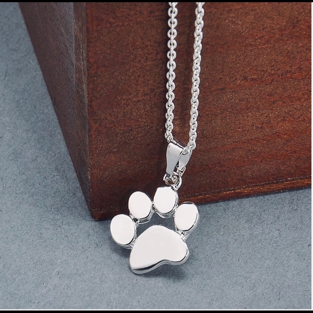 Pet paw print 🐾 silver necklace dog cat NEW